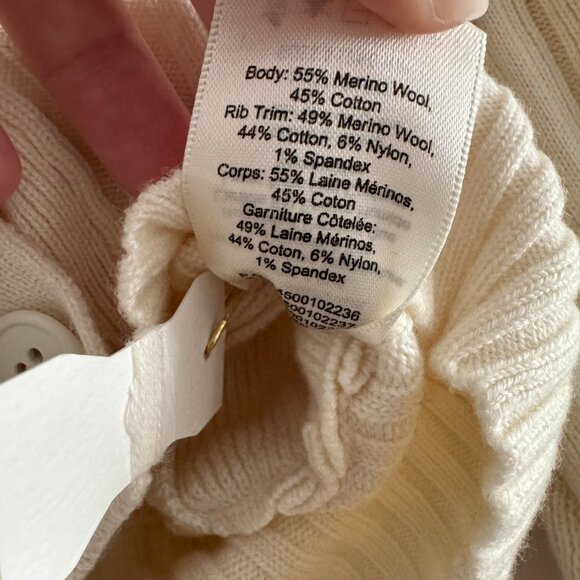 Wilfred Ribbed Crop Cardigan in Ivory, size XXS - Picture 4 of 8